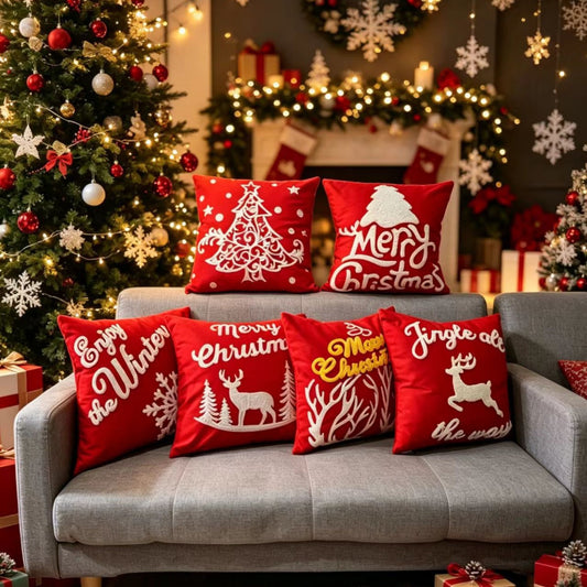 Christmas Simple Embroidered Velvet Pillowcase