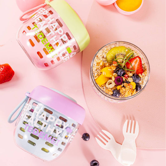 Double-Layer Portable Salad Fruit Cup with Lid