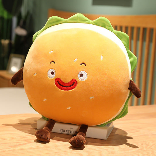 Hamburger Plush Pillow Hand Warmer Pendant