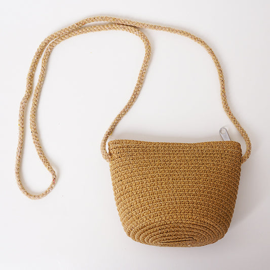 Summer Beach Cute Straw Crossbody Purse Children