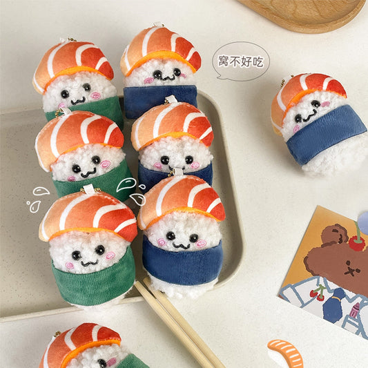 Japanese Salmon Sushi Rice Ball Plush Keychain