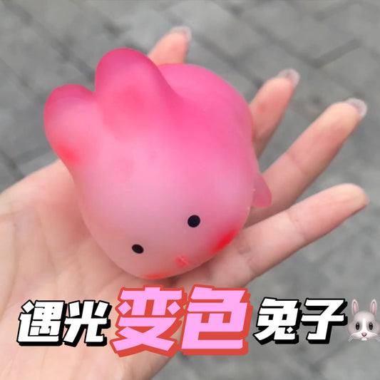Color-Changing Love Rabbit Pinching Music Decompression Toys Wholesale Strawberry Decompression Vent Simulation Slow Rebound For Children When Exposed To Light