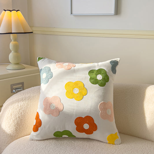 Towel Embroidered Pastoral Floral Cushion