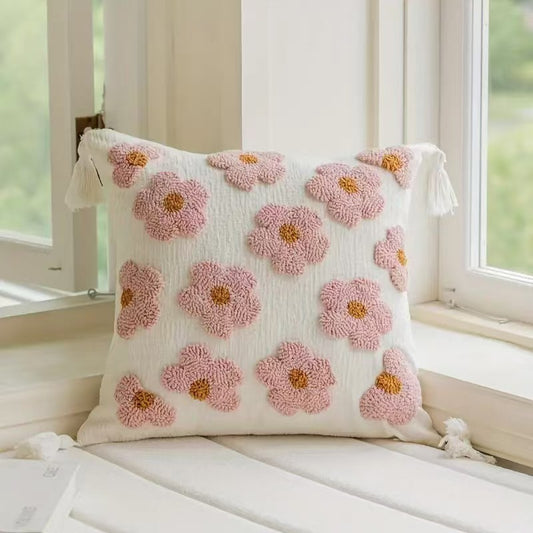 Chenille 3D Embroidered Floral Pillow