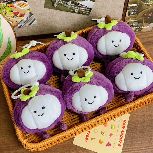 Cute Mangosteen Fruit Plush Pendant