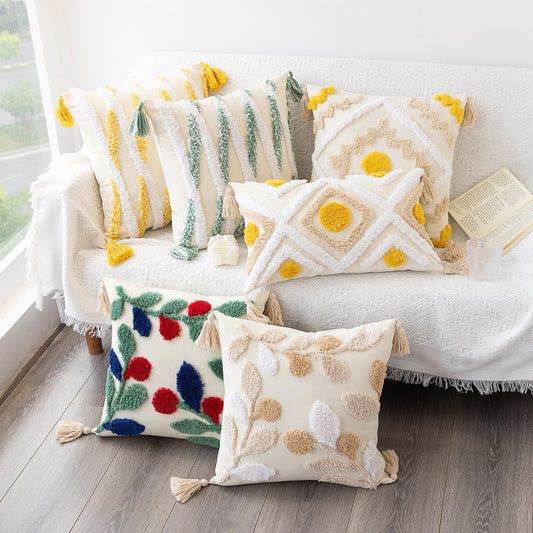 Bohemian Geometric Tufted Tassel Waist Pillow