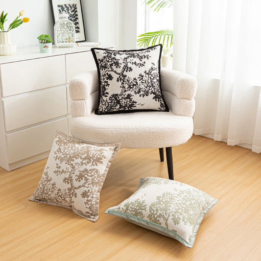 Cream Chenille Floral European Bay Window Pillow