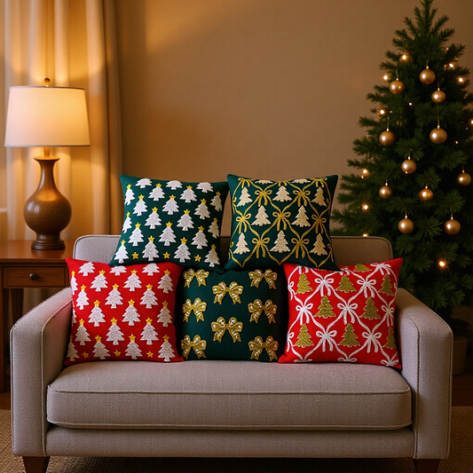 Christmas Embroidered Velvet Decorative Pillow Covers