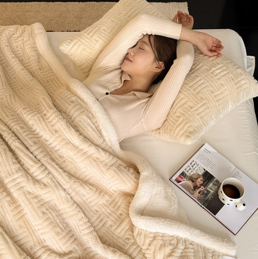 New Foreign Trade Jacquard Shu Cotton Velvet Blanket Thickened Warm Lambswool Blanket Class A Double Layer Office Nap Blanket