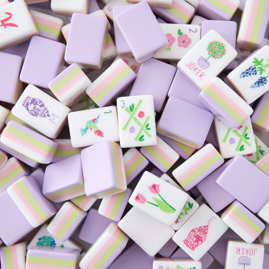 Lilac Acrylic Hand-Rubbed Crystal Mahjong Tiles