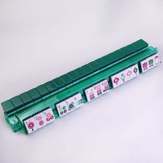 Green Acrylic Hand-Rubbed Crystal Mahjong Tile Set