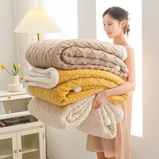 Jacquard Plush Double Layer Thickened Office Nap Blanket
