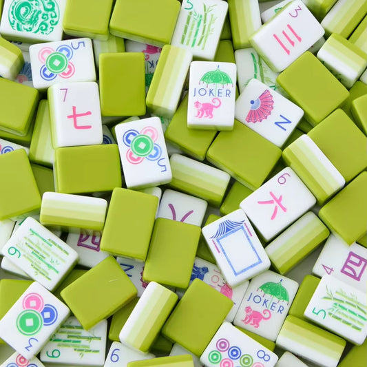Apple Green Acrylic Hand-Rubbed Mahjong Tile Set