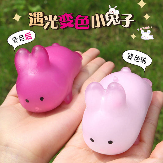 Color-Changing Love Rabbit Pinching Music Decompression Toys Wholesale Strawberry Decompression Vent Simulation Slow Rebound For Children When Exposed To Light