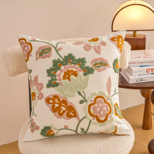 Pastoral Floral Towel Embroidered Lumbar Pillow
