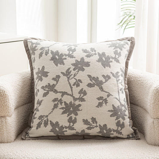 Cream Chenille Floral European Bay Window Pillow
