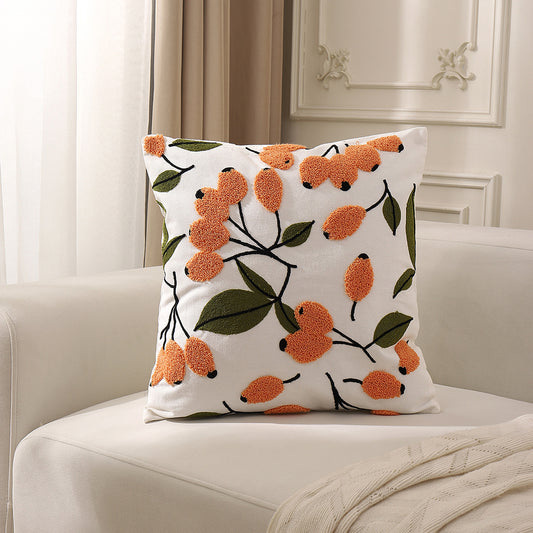 Cotton Canvas Towel Embroidered Pastoral Pillow Case