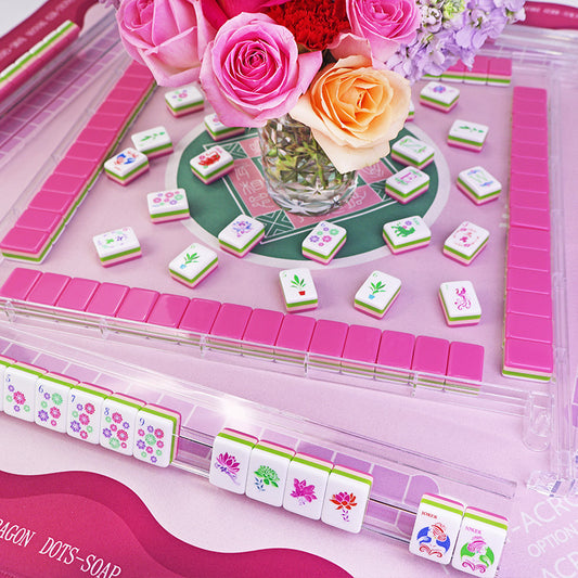 Rose Pink Acrylic Hand-Rubbed Crystal Mahjong Tiles