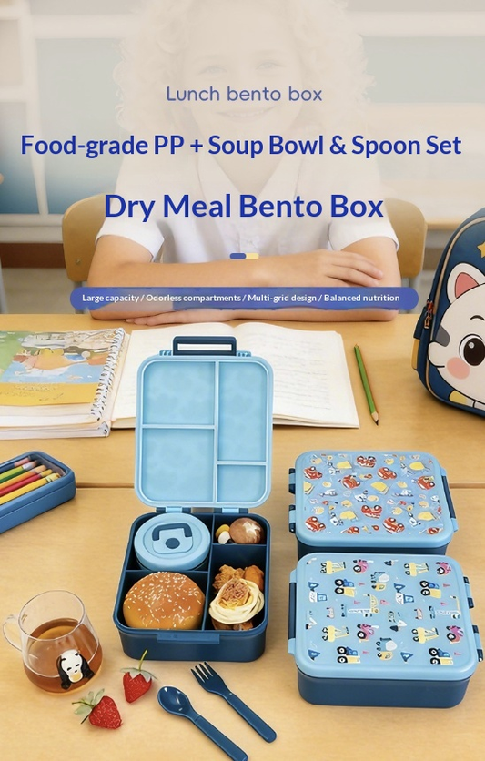 Compartment Kids Lunch Box, Square Bento Box