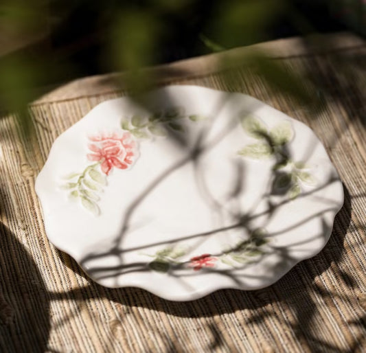 Floral Wreath Ceramic Plate