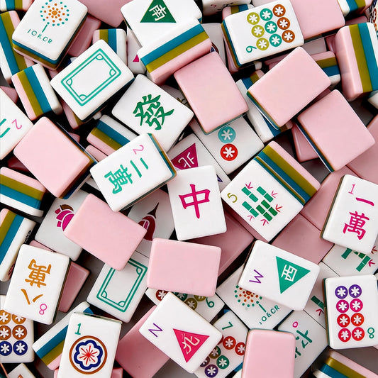 Light Pink Triangle Pattern Four-Layer Acrylic Mahjong