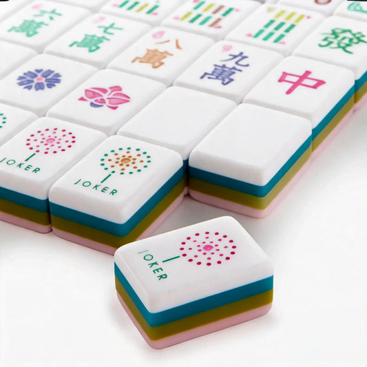 Light Pink Triangle Pattern Four-Layer Acrylic Mahjong
