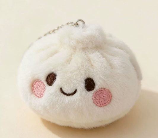 Cute Mini Plush Baozi Shaped Doll Key Ring Bag Charm Keychain